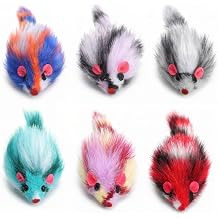 6 PCS Furry Cat Mouse Toy, Mouse Toys for Cats Gradient Color Kitten Interactive Toy 3.1" Realistic Furry Rattle Mouses Cat Toys for Bored Indoor Adult Cats, Feline Chew Toyself Play