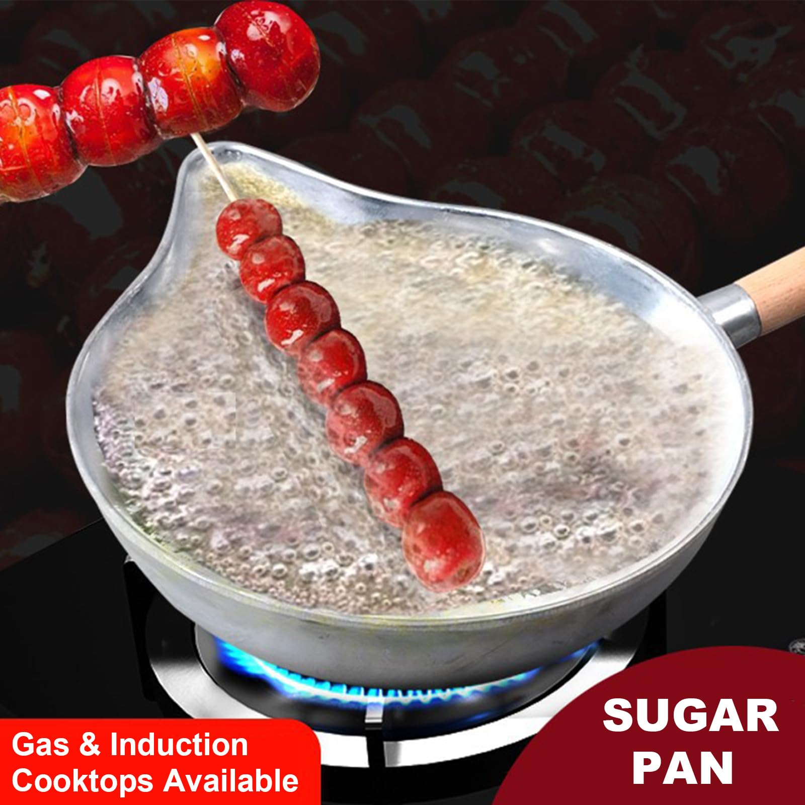 Acier inoxydable Sucre Dipping Poêle à fondre avec poignée Cuisson Tanghulu C