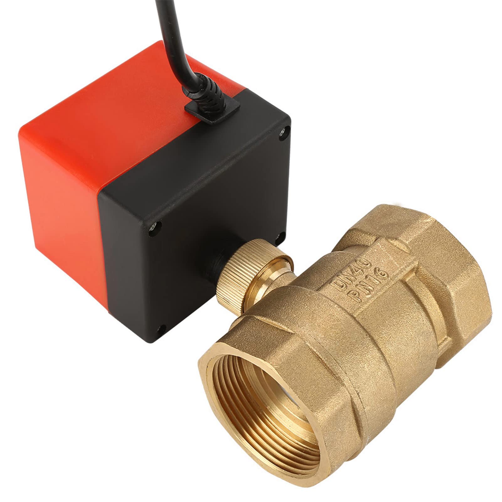 Valvola a Sfera Motorizzata G1-1/2" DC 24V DN40 in Ottone - Valvola Elettrica 2 Vie 3 Fili per Controllo Preciso dell'Acqua per Impianti di Riscaldamento e Condizionamento con Funzionamento Silenzioso