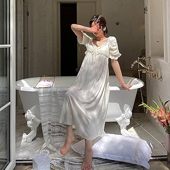 STJDM Nightgown,Satin Night Dress Women Summer French Style