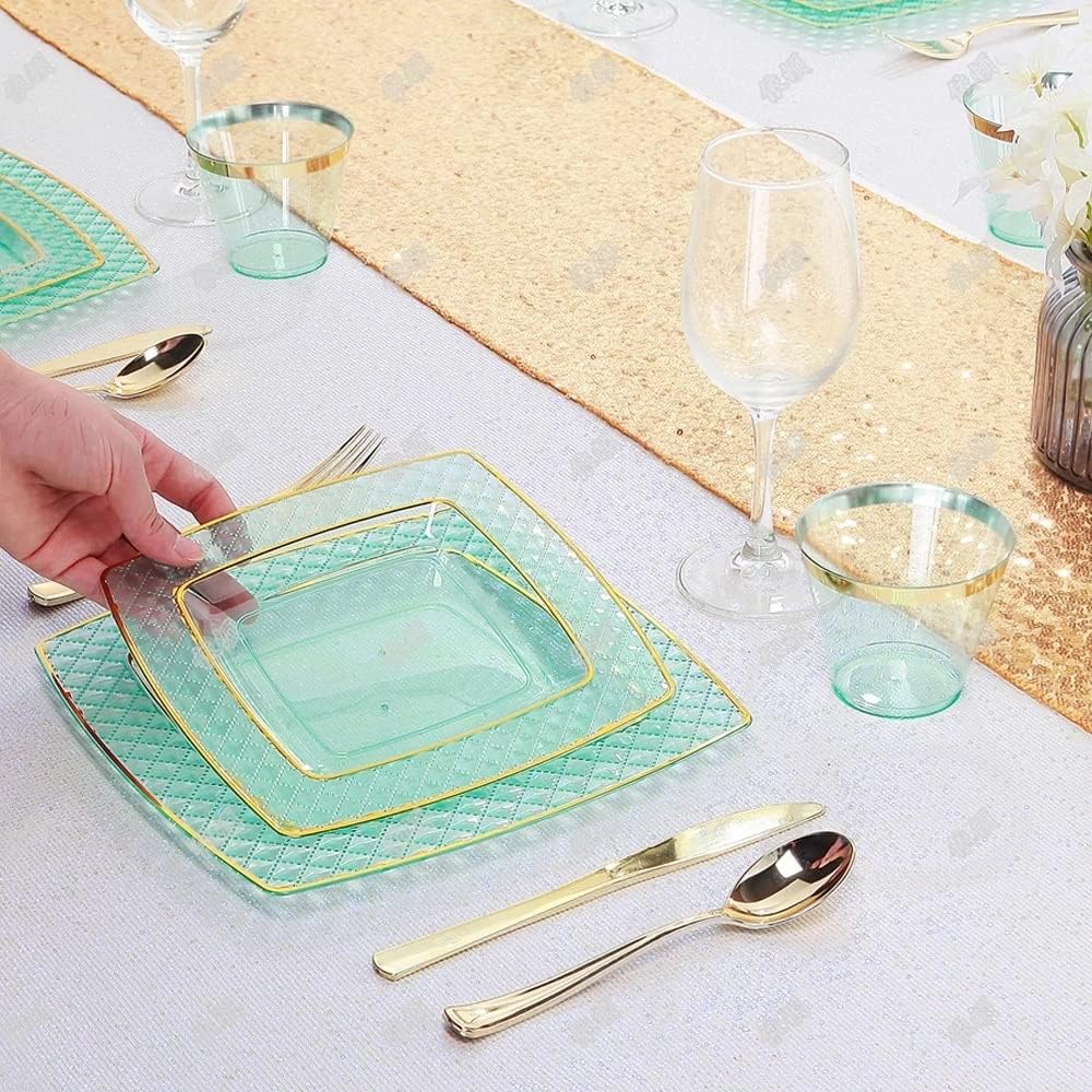 150pcs Party Tableware Transparent Color Phnom Penh Plate Wine Spoon Set of Cutlery Set (Color : C, Size : As Shown) (A As Shown) (B As Shown)