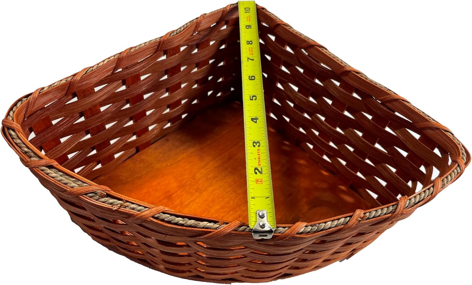 Amish Corner Storage Handmade Solid Oak Woven Wicker Basket (Large)