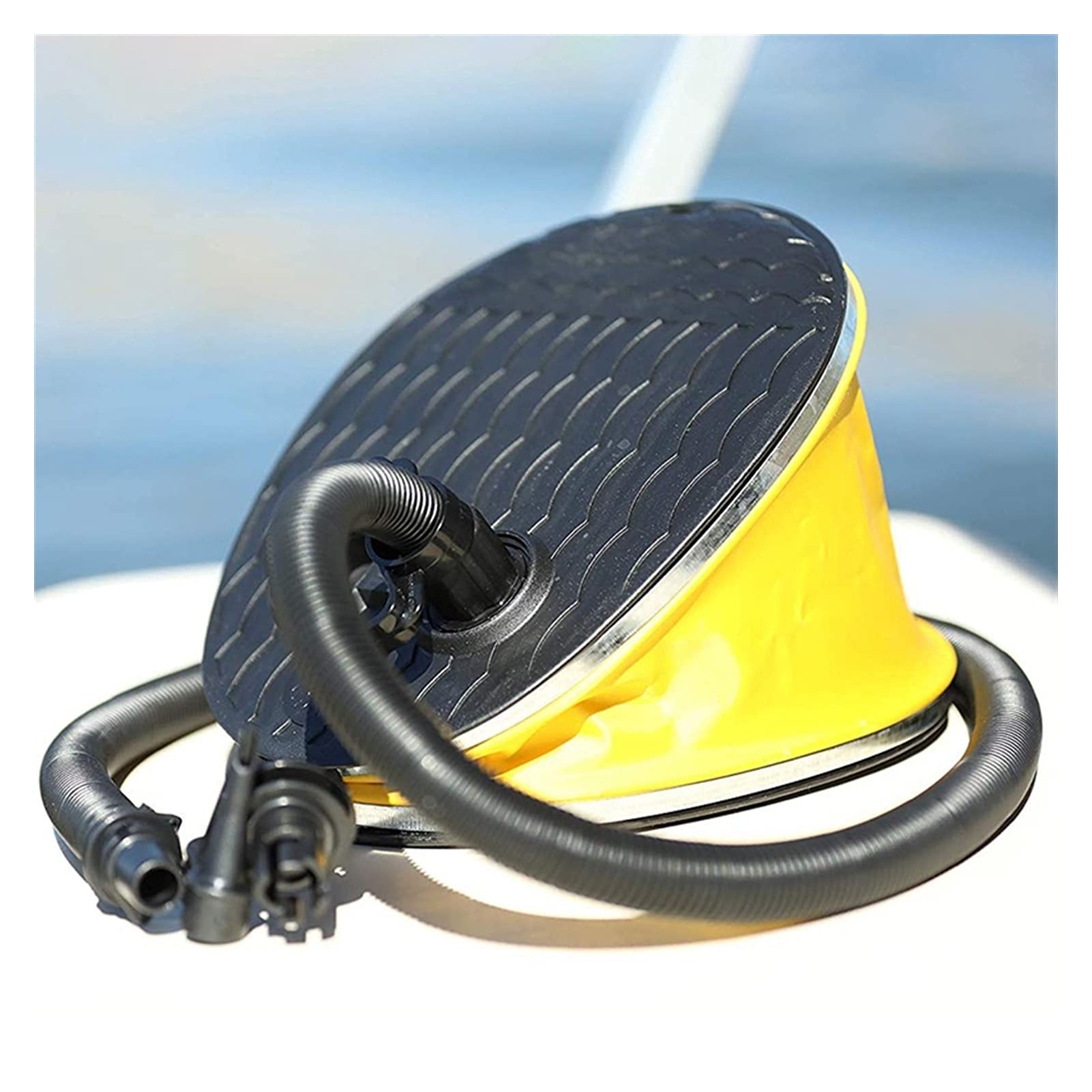 Bomba de aire eléctrica Bomba de pasador corrugado Bomba de aire para kayak Bomba de pie de fuelle La bomba de aire es adecuada para la mayoría de las válvulas para botes inflables y tablas de remo
