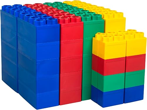BiggoBlocks Juego de 48 bloques gigantes Fabricado en los Estados Unidos 40 bloques grandes 8 bloques pequeños 4 colores rojo, amarillo, verde,