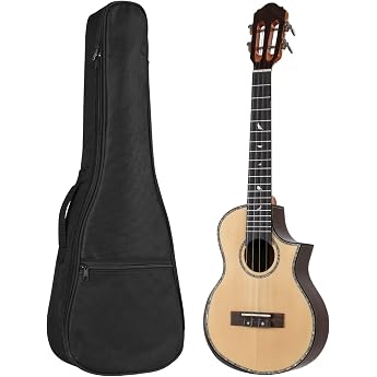 Batking 26 Solid Wood Tenor Ukulele for Professionals Hawaiian Design with Cutaway and Slotted Headstock - Includes Gig Bag