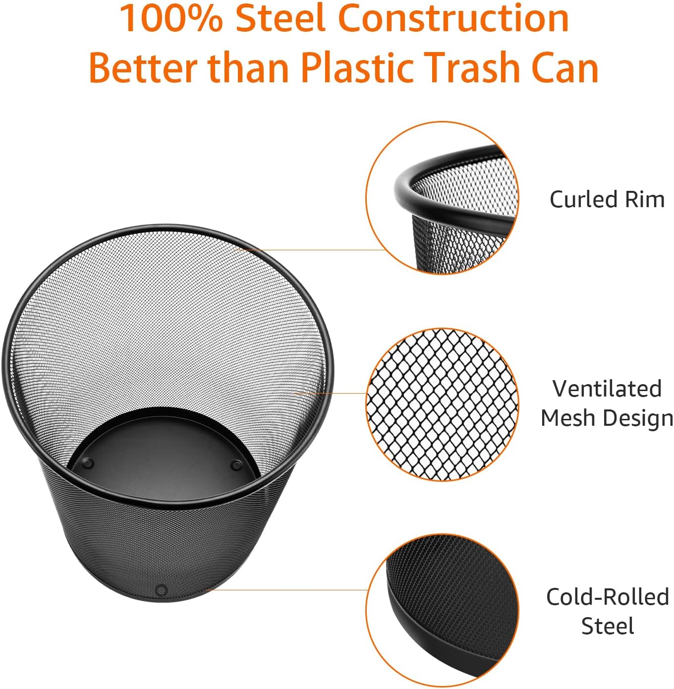 Amazon Basics 12 Liter / 3.1 Gallon Soft-Close, Smude Resistant Small Trash Can with Foot Pedal - Brushed Stainless Steel, Satin Nickel Finish