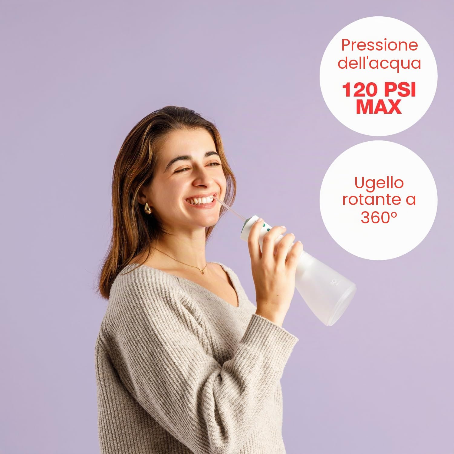 Solac – Irrigatore dentale Aqua Pulse | 320ml | 120 pulsazioni/min | 3 modalità | Testina rotante 360° | Ricaricabile | 2 ugelli inclusi | Spegnimento automatico
