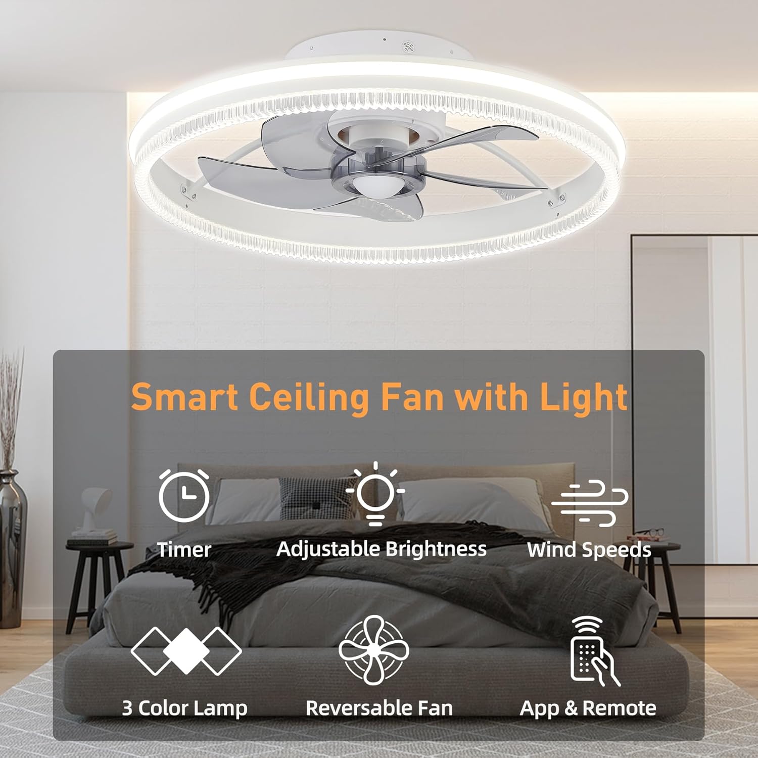 Ceiling Fan with Light FSD01-White