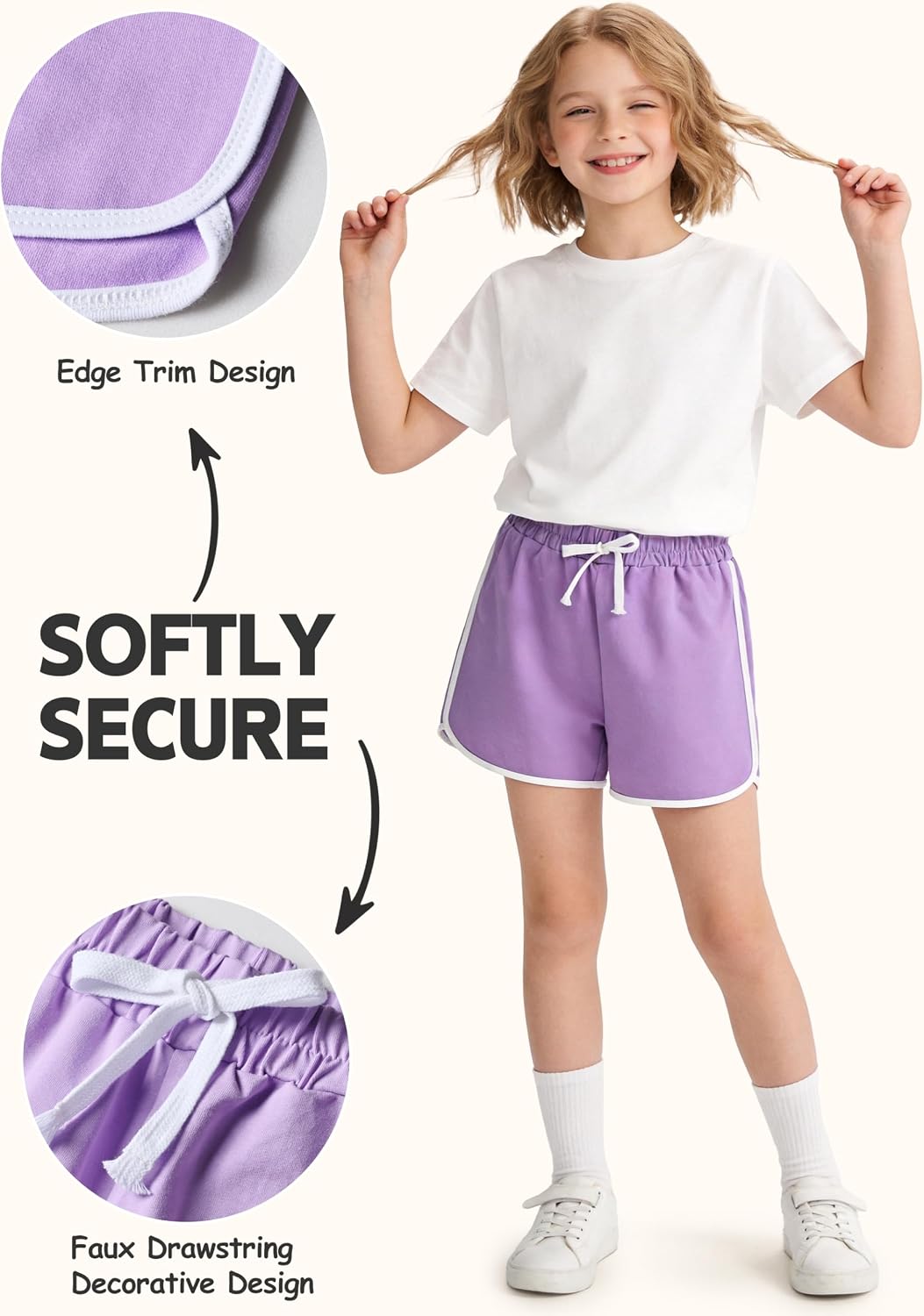 5 Pack Girls Cotton Active Shorts Toddler Summer Shorts Multipack Soft Stretchy Sport Shorts for Playtime