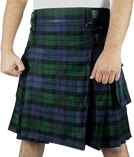 Falda escocesa para hombre, con cintura ajustable y bolsillos laterales, disfraz para carnaval, Halloween y bodas escocesas, material transpirable con diseño de tartán