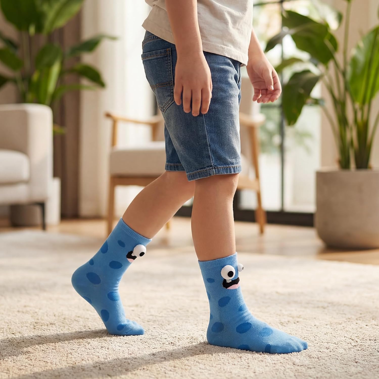 Crazy Socks for Kids - Silly Wacky Funny White Elephant Gifts Stockings Monster Toddler Socks with 3D Eyes for Kids
