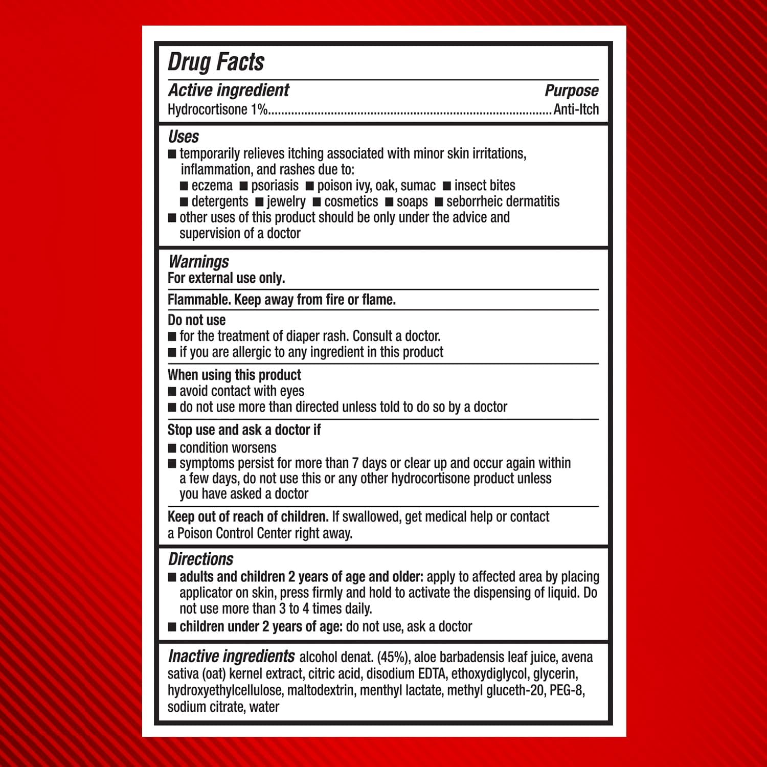 Cortizone-10 Maximum Strength Soothing Aloe Itch Relief No Mess Applicator, 1% Hydrocortisone, Fast-Acting, Anti-Itch Liquid for Bug Bites, Rash, Eczema, Psoriasis, 1.25 fl oz
