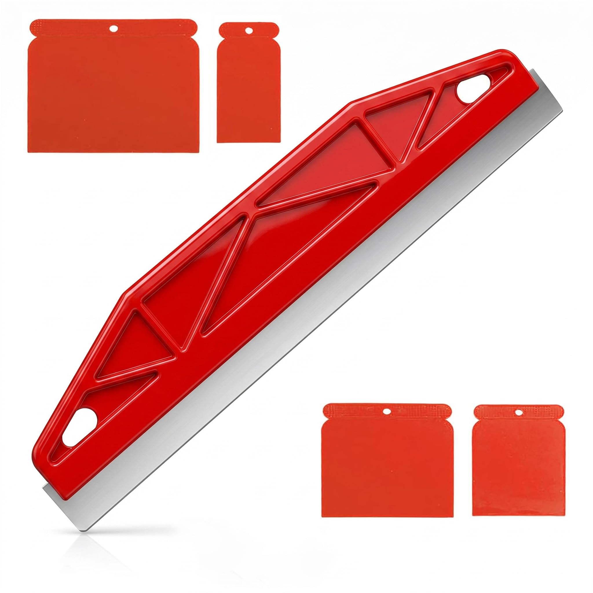 Xurison 5 Pieces 5 Pcs Paint Edger Tool Set,Cutting In Tool,Skirting Board Painting Tools,Wallpaper Cutting Guide,Stainless Steel Paint Edger,Straight Plastic Scrapers For Decorating,Precision Smearing Protection