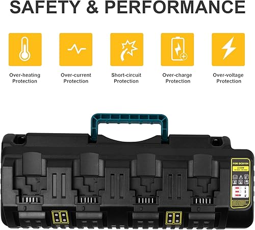 Miniatura 8 de Cargador rápido de batería de 4 puertos DCB104 para DEWALT 12V MAX, 20V MAX y FLEXVOLT 60V MAX estación de carga de batería de iones de litio (con 2