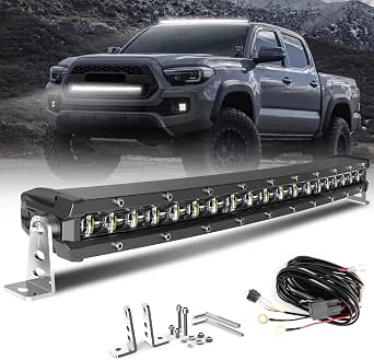 CO LIGHT 20 inch Curved Single Row LED Light Bar with 6D Projector Lens, Spot & Flood Combo, IP68 Waterproof