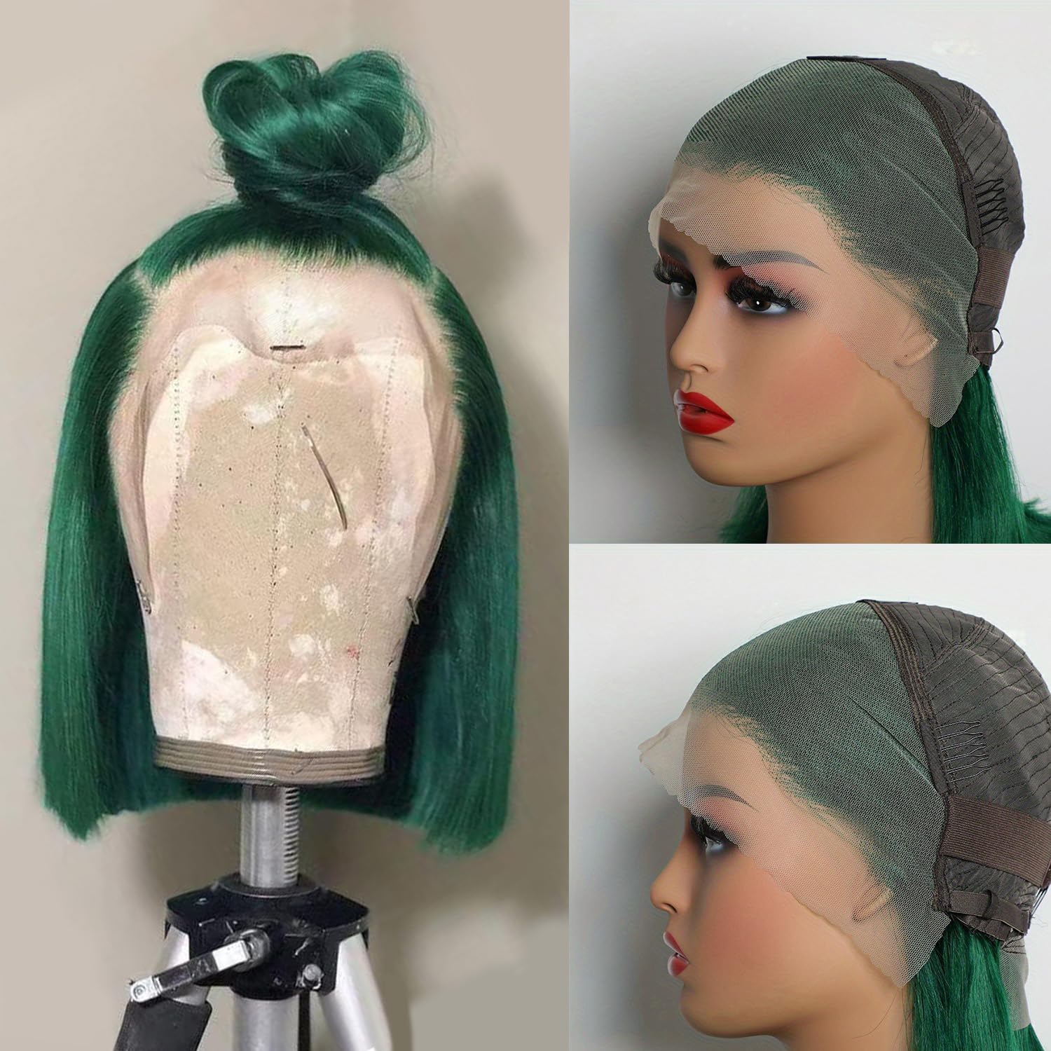 Amazon.com : Green Bob Wig Human Hair Lace Front Wigs 13x4 