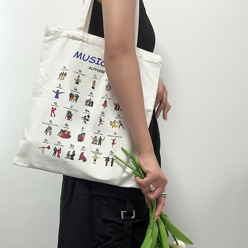 Miniatura 2 de Bolsa de lona con temática musical, bolsa de mano estética de 2 caras para amantes del teatro musical, regalos de teatro musical para mujeres,