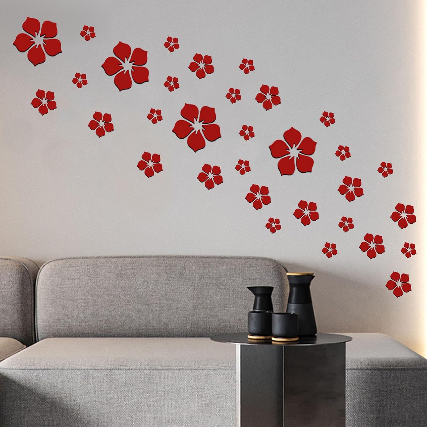 Arawat 3D Silver Home Mirror Wall Decor for Living Room and Bedroom Living Room Decor and Accessories Mirror Wall Decoration Stickers Decal Walls Decals Peel and Stick