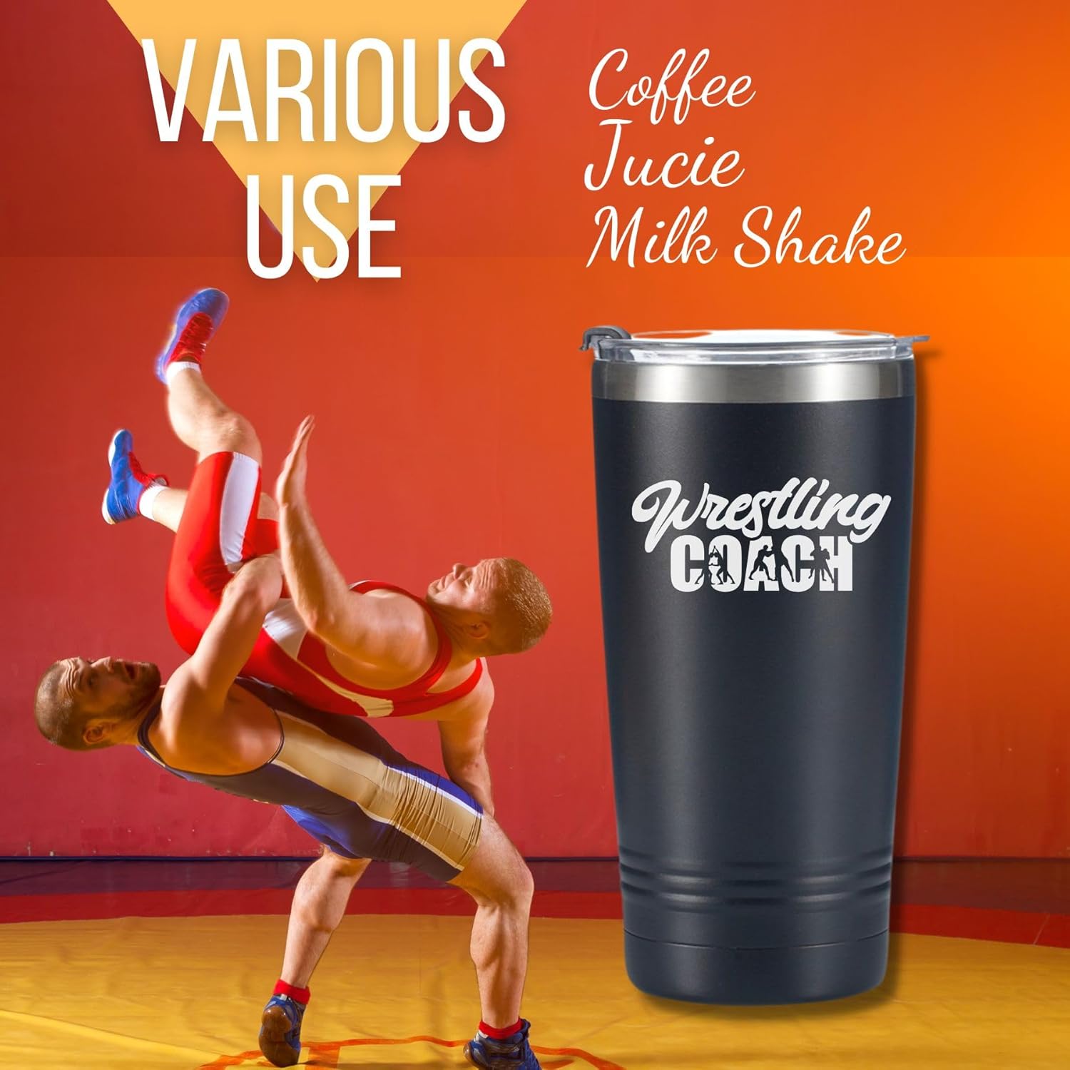 Onebttl Wrestling Gifts for Men, Wrestling Coach, Appreciation Gift for Coaches, Juegos de Lucha libre, 20oz Stainless Steel Tumbler, Black - Image 6