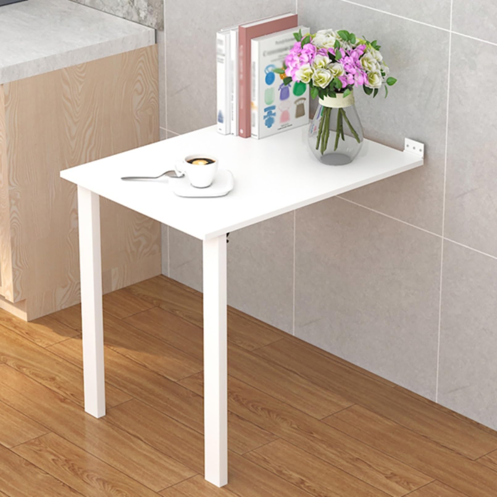 Tavolo Pieghevole da Parete, Scrivania Salvaspazio per Cucina Ufficio | Tavolo pieghevole da parete salvaspazio, installazione facile per cucina e ufficio.(White,120x40cm/47.2x15.7in)