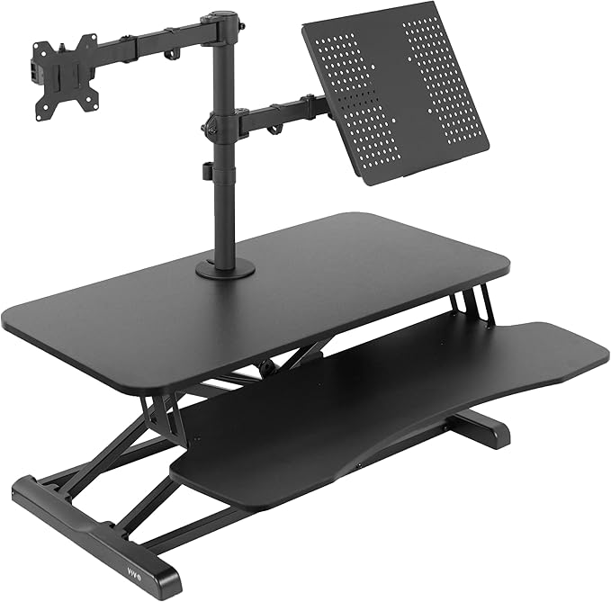 VIVO Height Adjustable 32 inch Standing Desk Converter with 13 to 32 inch Monitor