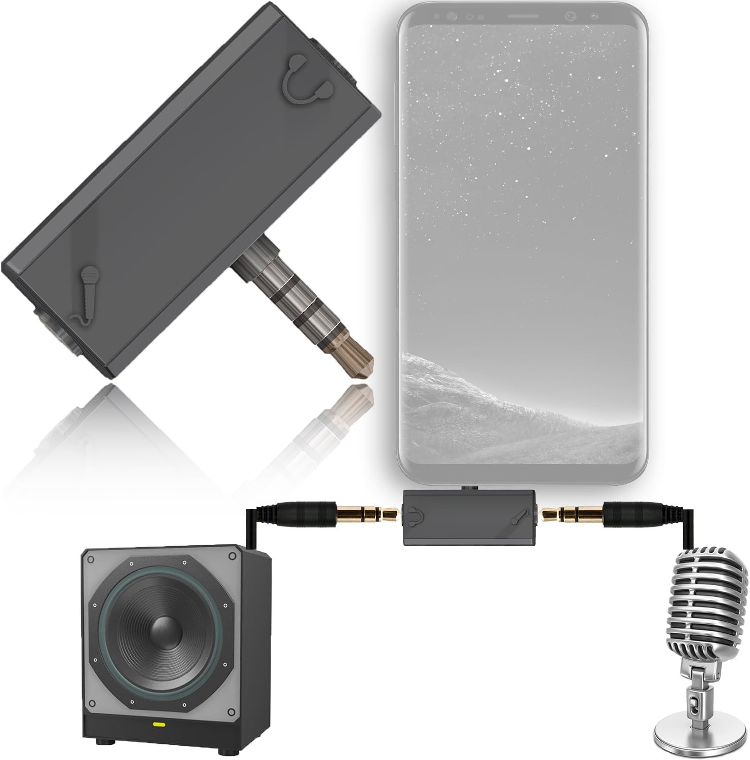 3.5mm Audio Splitter 4-Pole (TRRS) Male to 2X 3-Pole (TRS) Female to Connect External Microphone and Speaker for iPhone, Samsung, Mac, PS4, Xbox One, Tablets, Mobile Phones and PC Gaming Headsets.