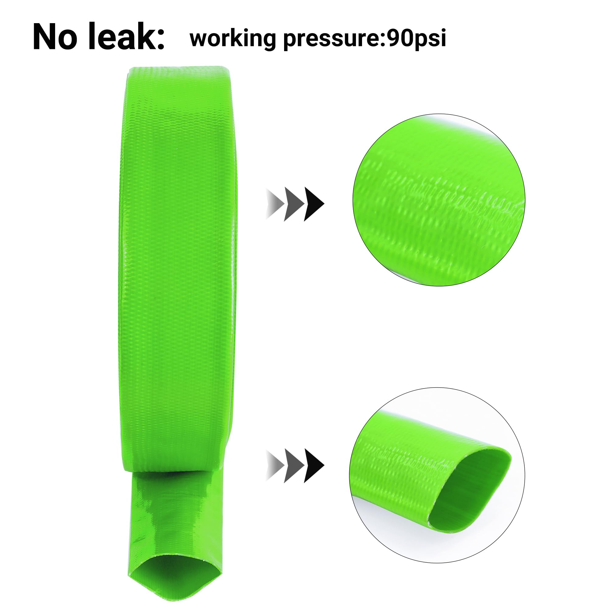 Manguera de retrolavado para piscina, 2 x 100 pies, manguera de descarga de agua plana de PVC reforzado resistente