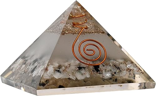 Miniatura 61 de Amazing Gemstone Pirámide de orgón grande Cristal de pirámide de turmalina negra oscura Pirámide de orgonita Pirámides de órgano Curación