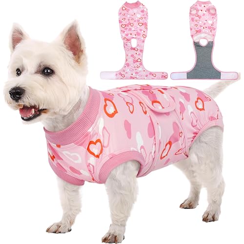 Kuoser Dog Surgery Recovery Suit, Valentine's Day Doggie Surgical Shirt for Female Male Dogs, Pet Onesies for Small Medium LargeDogs