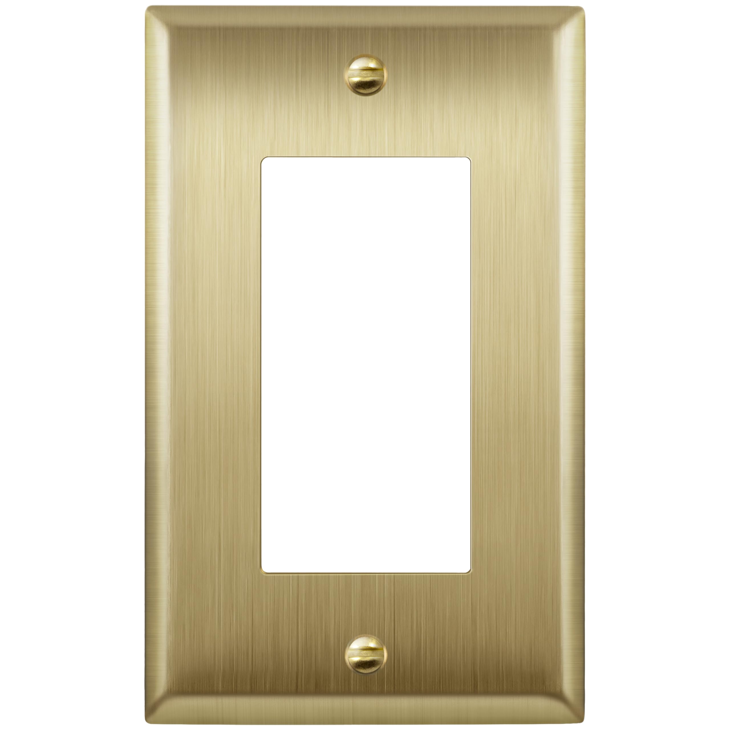 View 1 of [MISSING PARTS] ENERLITES Decorator Switch Outlet Metal Wall Plate, 1-Gang Brushed Brass