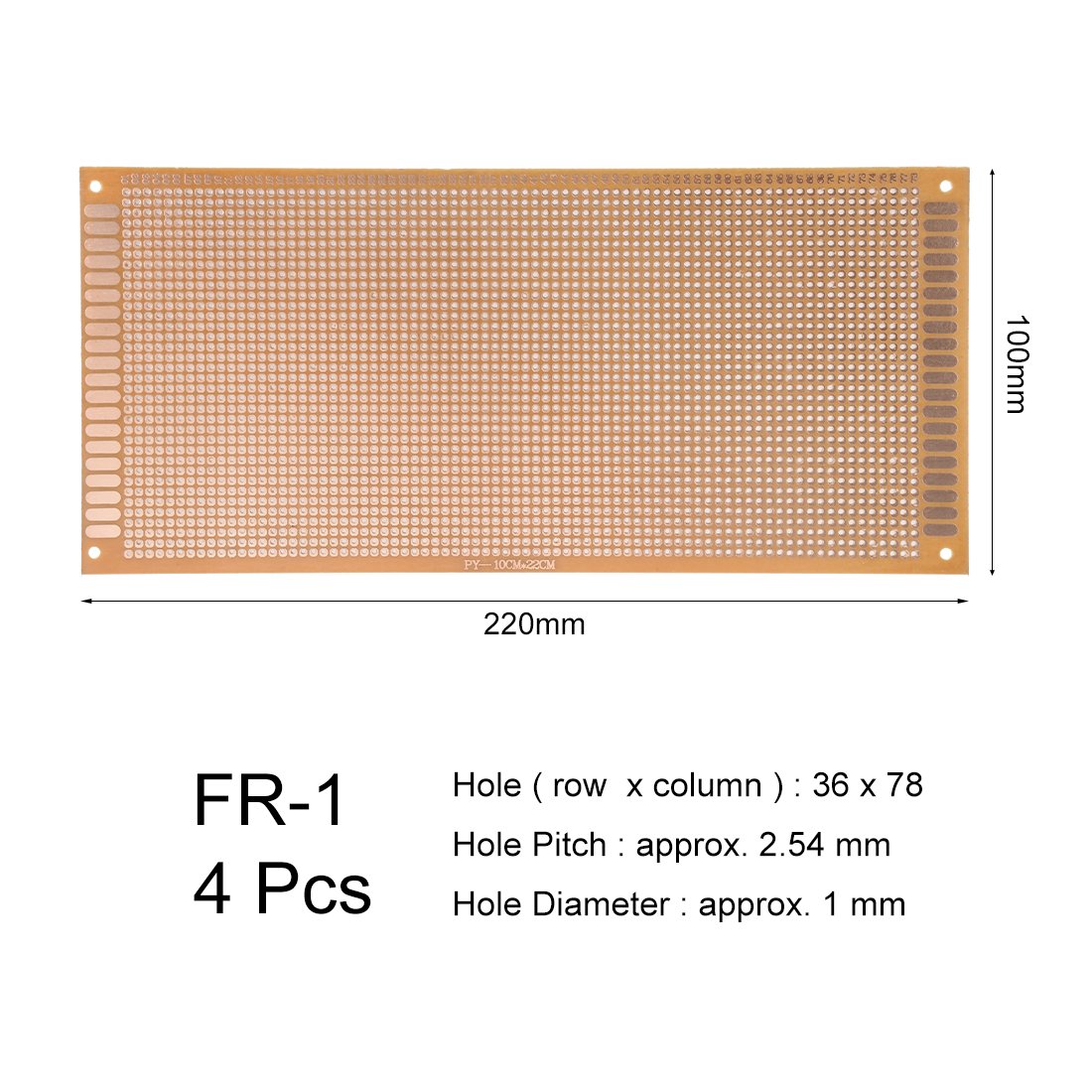 Sourcingmap 10x22cm Single Side Universal Paper Printed Circuit Board for DIY Soldering 4pcs - Image 2