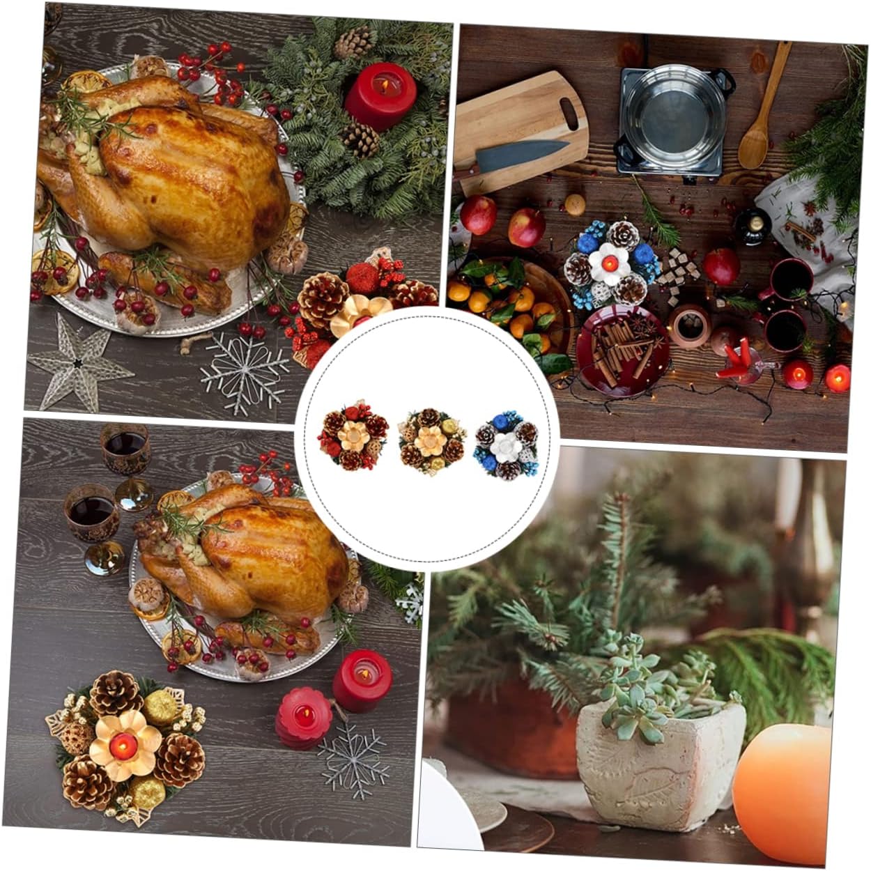 3pcs Christmas Candle Holders Elegant and Candle Stands for Festive Dining Table Decor and Holiday Parties
