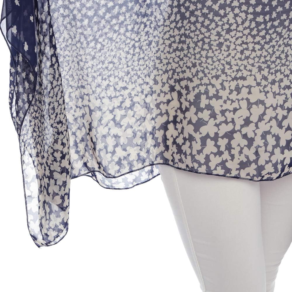 Max Hsuan Women's Loose Solid Sheer Chiffon Caftan Poncho Batwing Tunic Top Blouse Summer Oversized Shirts - Image 6