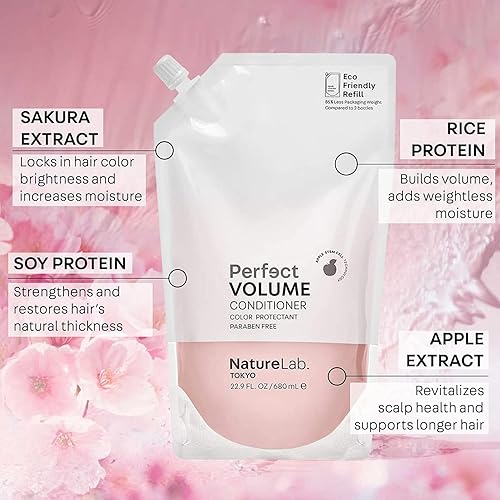 Miniatura 3 de NATURELAB. TOKYO Champú y acondicionador de volumen perfecto bolsa de recarga ecológica Duo Volumizador de cabello, elevación y cuerpo a cabello