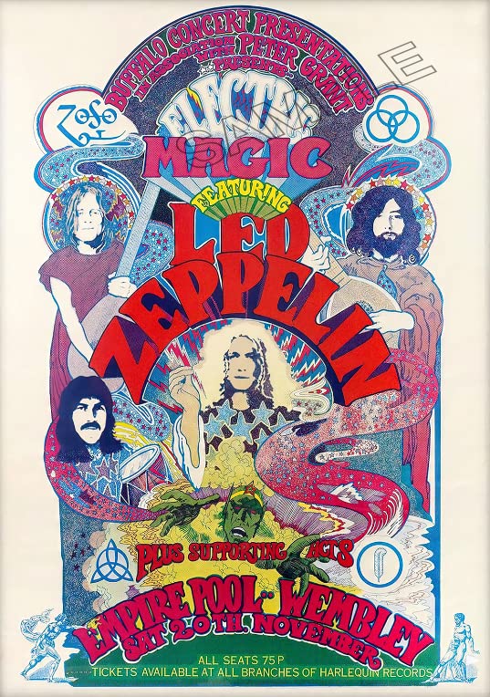 Affiche murale vintage de groupe de rock en métal lourd de Led Zeppelin A4