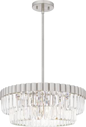 Quoizel QP6742BN Starlight Luxe Glam Clear Crystal Glass Pendant, 4-Light 240 Total Watts, 7" H x 19" W, Brushed Nickel