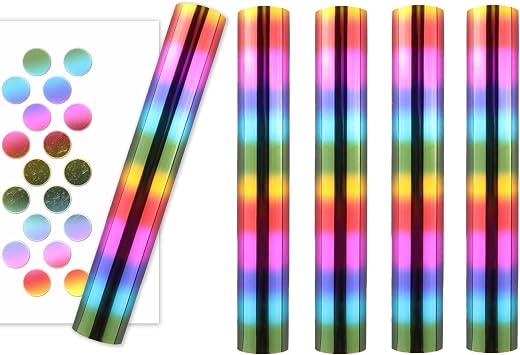 5Pcs 16.4 feet x 5.9 inch Hot Foil Rolls for Card Making, Heat Reactive Foil for Foil Transfer Kit/Foil Quill/Heat Foil Pen/Hot Stamping Foil System, Transfer Foil Sheets for Crafts DIY Project