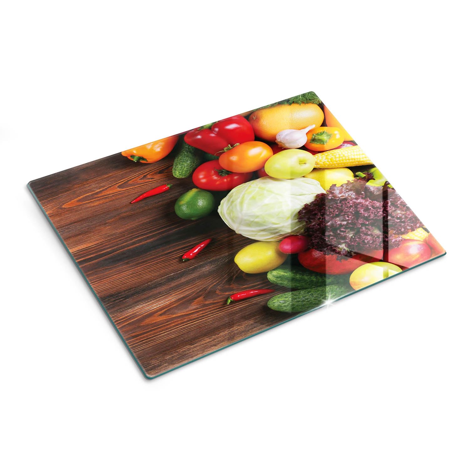 Piastra di protezione e coperchio in vetro 40x30 cm Vegetali Legno