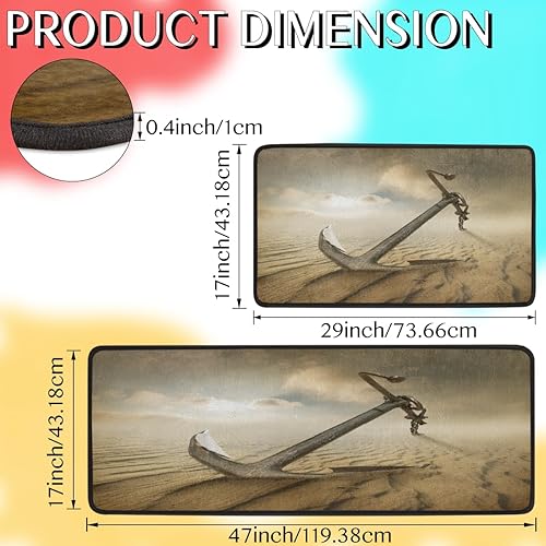 Miniatura 2 de Tapete de cocina con patrones de ancla del desierto 2 piezas tapetes acolchados antifatiga para suelo de cocina de 47 x 17 pulgadas29 x 17 pulgadas,