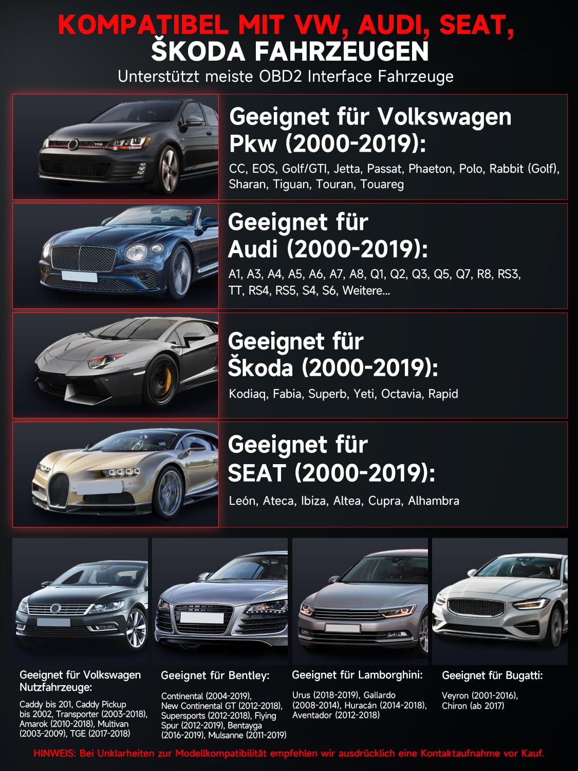 OBD2 Diagnosegerät für VAG/VW/Audi/Skoda/Seat Auto Fehlercode Auslesegerät