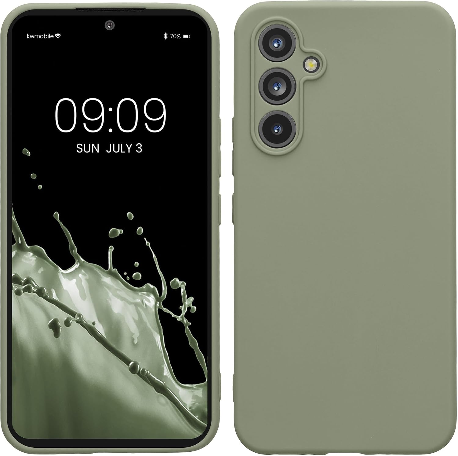 kwmobile Case Compatible with Samsung Galaxy A54 5G Case - Protective Slim TPU Phone Cover - Soft Matte Finish - Gray Green