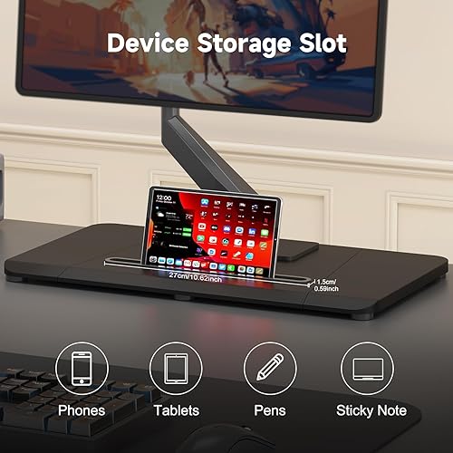 Miniatura 5 de suptek Soporte de brazo de resorte de gas con base para un solo monitor, soporte de escritorio de pie neumático de altura ajustable para monitor de