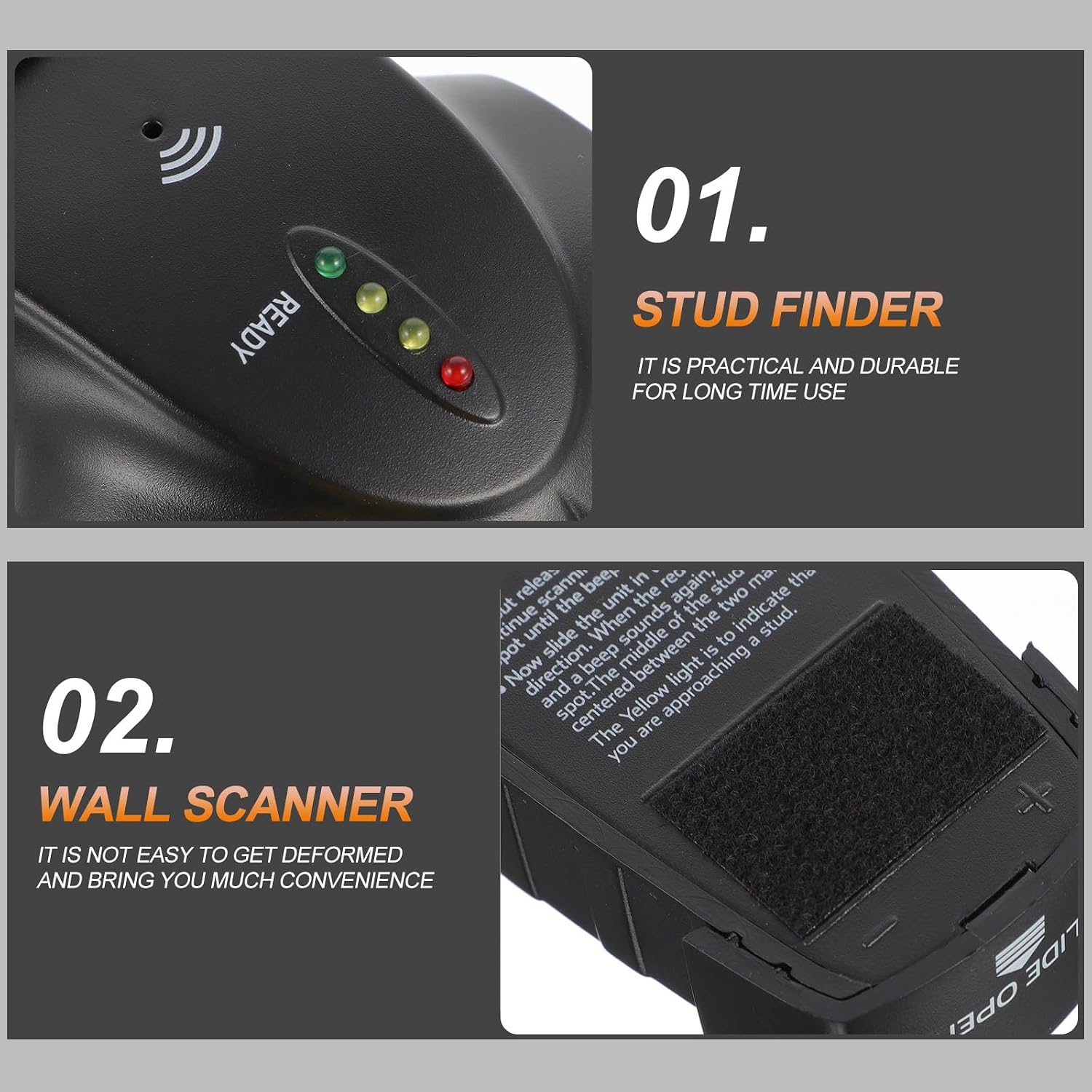TEHAUX Wall Metal Detector Sensor Finder with Electronic Sensor and Finder with Light for Live Wire and Joist Detection in Home Improvement