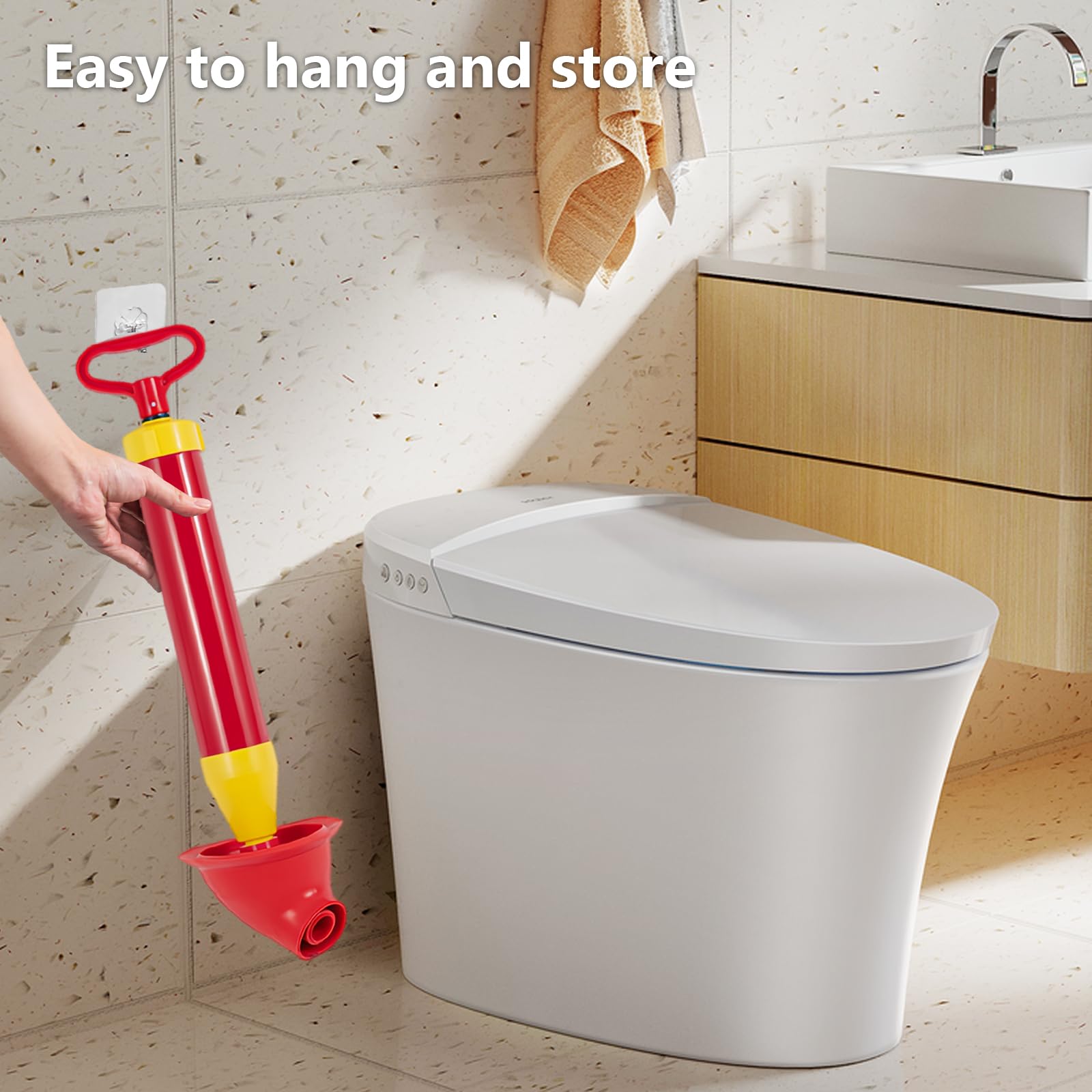 Stantuffo per WC Rosso Sturalavandino a Pompa Drain | Dispositivo Rimozione intasamenti Pompa Carichi Pressione, Tubi Aria Compressa Pressione, Vasca Bagno, Cucina
