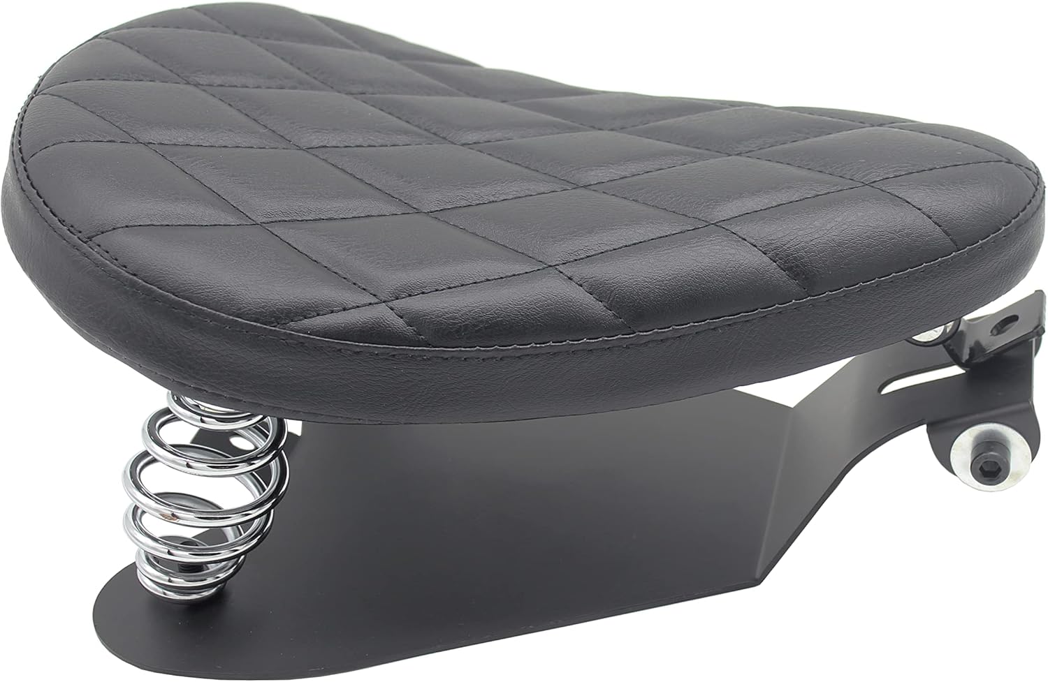 YHMOTO Motorcycle Solo Seat with Spring Base Black Diamond Leather Motorcycle Seat For Harley Yamaha Kawasaki Suzuki Sportster Bobber Chopper