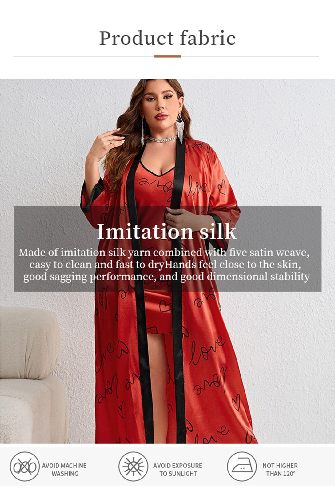 Generic Satynowy zestaw damskich koszul nocnych Jedwabna bielizna Cami Pajama w rozmiarze plus size z szatami,Blue,4XL