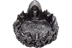 Macabre Masterpiece: Spooky Grim Reaper Ashtray with Skulls
