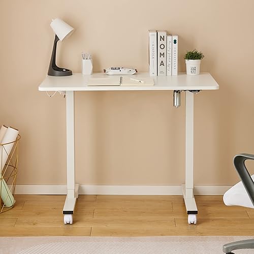 Miniatura 2 de Okin Escritorio pequeño rodante de pie, escritorio de una pieza ajustable en altura superior de 36 x 24 pulgadas, escritorio eléctrico de pie con 4