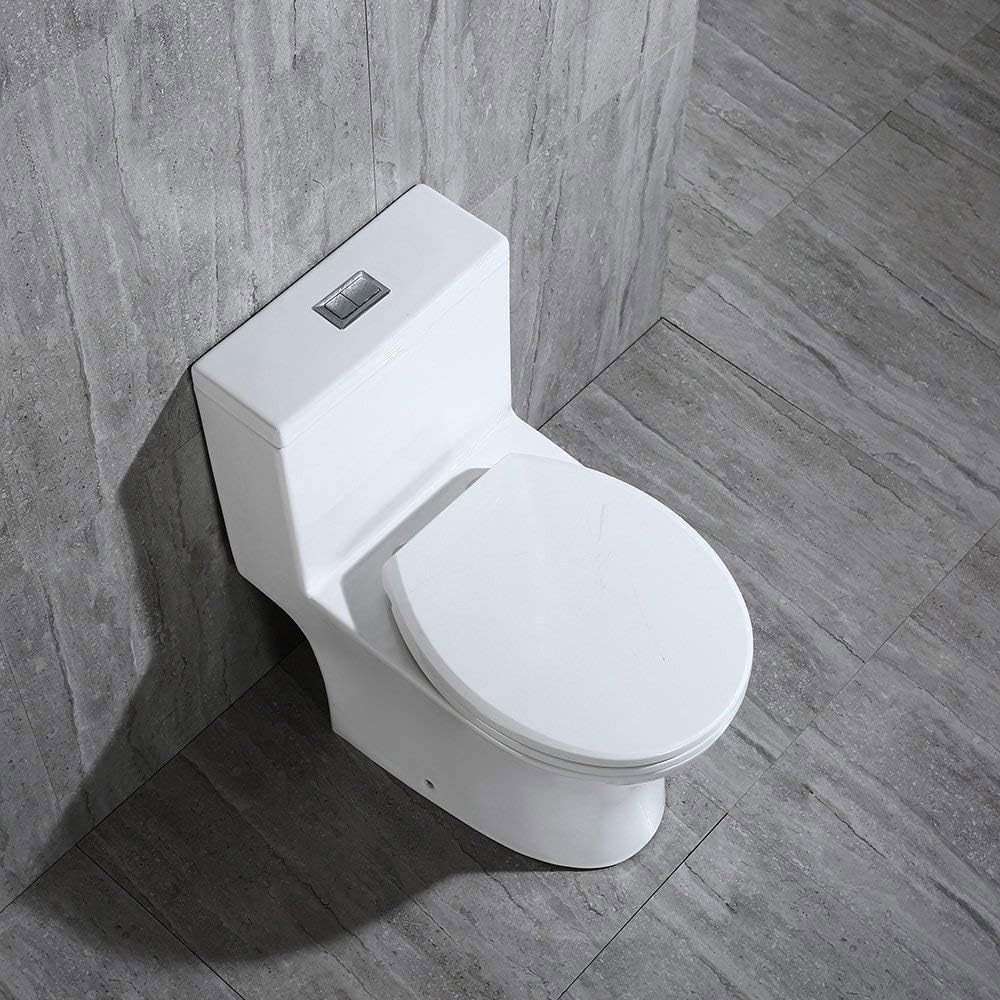 WOODBRIDGE White Modern Design, One Piece Dual Flush 1.0/1.6 Gpf,with Soft Closing Seat, Elongated Toilet T-0032, T-0032 white - 