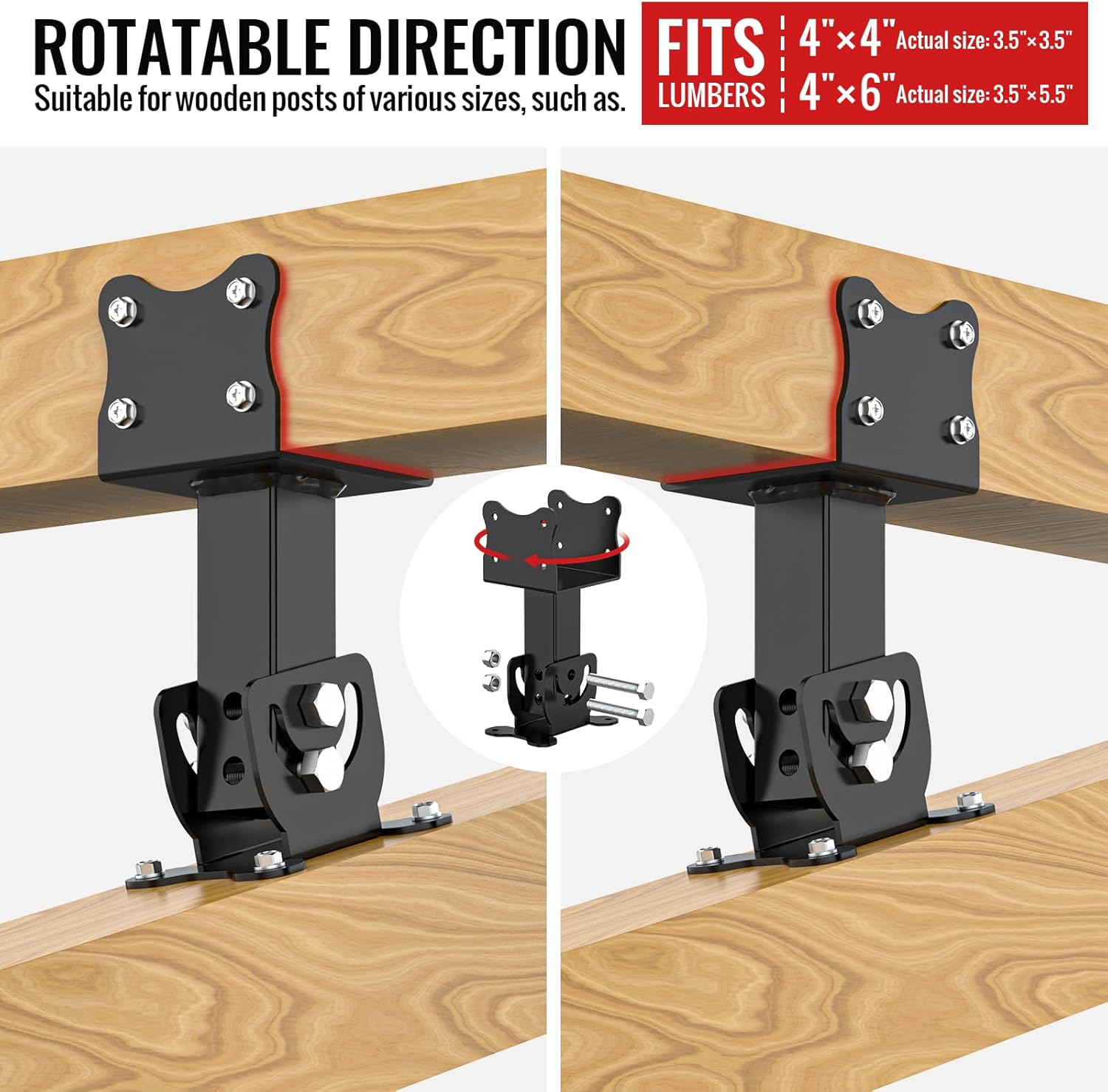 3 Pcs Roof Riser Brackets Kit Heavy Duty Pergola Roof Riser Beam Brackets for Patio Cover Gazebo